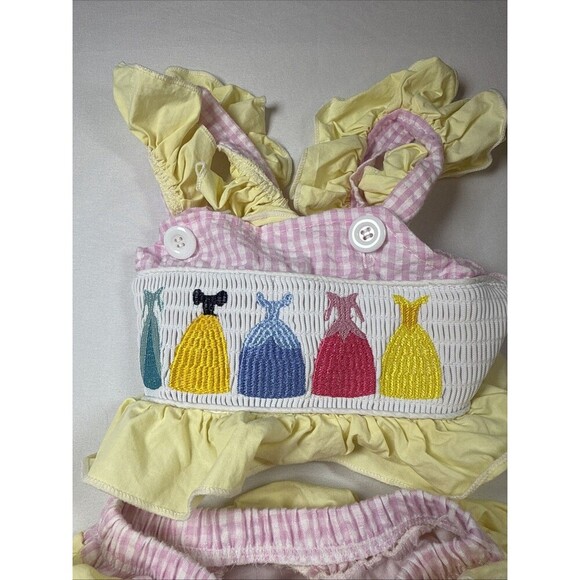 Smocked Baby Girl Set Pink Gingham Size 6-9 Months Preowned - Picture 2 of 7